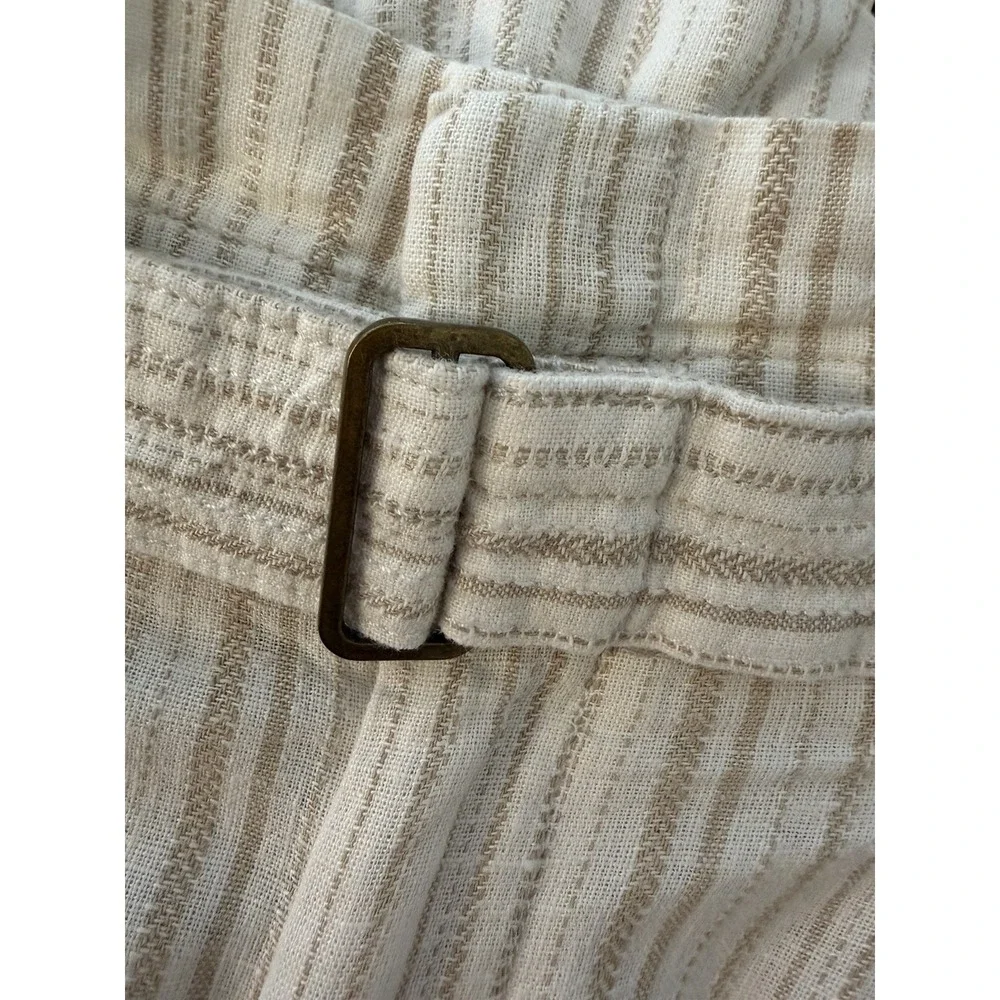 Banana Republic Linen Blend Pants Size 8 Wide Leg Belted Coastal Paper Bag Waist